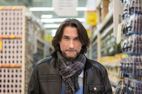 Portrait of  middle-aged man in a store building materials Stock Photos