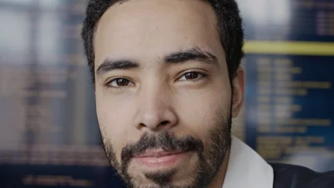 Portrait of Middle Eastern Male Programer Looking at Camera in IT Office Stock Footage 337491590