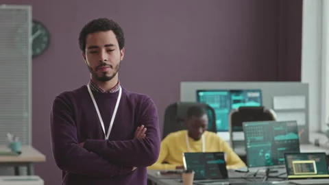 Portrait of Middle Eastern Software Developer in Office Stock Footage 247622695