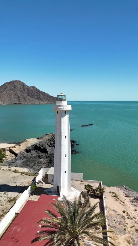 Portrait Mode Video of The Lighthouse in San Felipe, Baja California Stock Footage 269738989