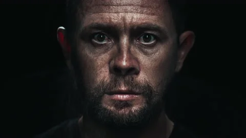 Portrait morph. Man turns into monkey. Adult caucasian man slowly morphs into Stock Footage 167796636