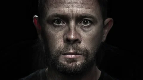 Portrait morph. Man turns into monkey. Adult caucasian man slowly morphs into Stock Footage 168314283