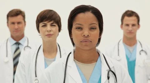 Portrait of a Multi-Ethnic Team of Doctors Stock Footage 892003