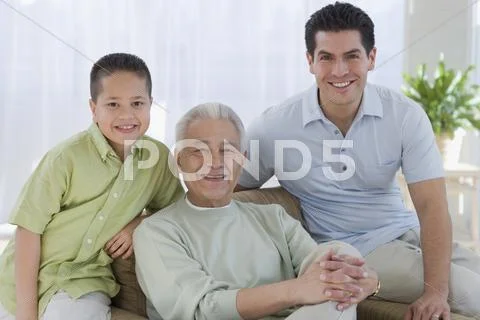 Portrait of multi-generational hispanic male family members Stock Photos