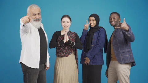 Portrait of multiethnic group of friends looking at camera. Stock Footage 228845671
