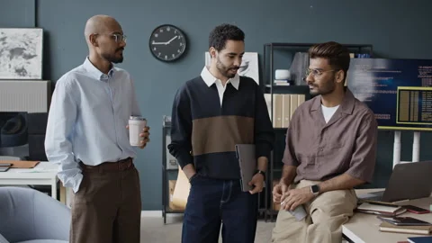 Portrait of Multiethnic Male Programmers Posing in IT Office Stock Footage 337492430