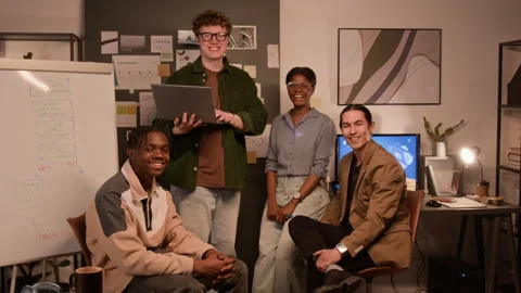 Portrait of Multiethnic Programmers Smiling in Tech Office Stock-Footage 336718438