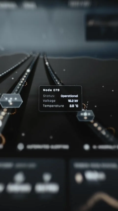 Portrait network topology interface identifies node 07B as operational Stockbeeldmateriaal 342483062