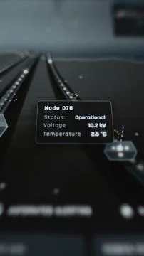 Portrait network topology interface identifies node 07B as operational Stock Photos
