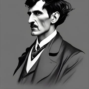 Portrait of Nikola Tesla Stock Illustration