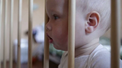 Portrait of a one-year-old child.  Stock Footage 90446783