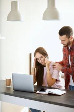 Portrait of ouple solving problems 스톡 사진