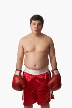 Portrait of overweight boxer Stock Photos