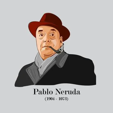 Portrait of  pablo neruda. vector image. Stock Illustration