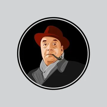 Portrait of  pablo neruda. vector image. Stock Illustration