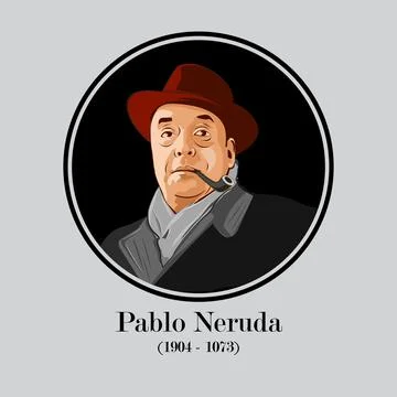 Portrait of  pablo neruda. vector image. Stock Illustration