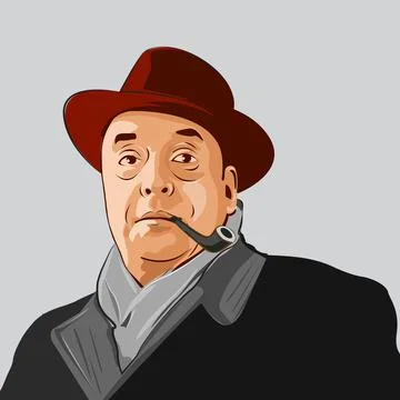 Portrait of  pablo neruda. vector image. Stock Illustration