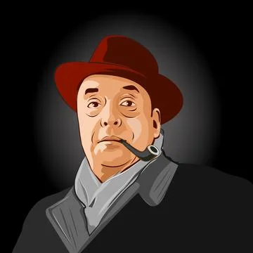Portrait of  pablo neruda. vector image. Stock Illustration