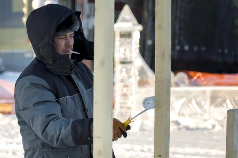Portrait of a painter in a gray jacket Fotos Stock