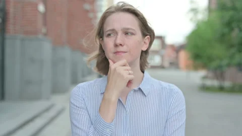 Portrait Of Pensive Woman Thinking Outd Stock Video Pond