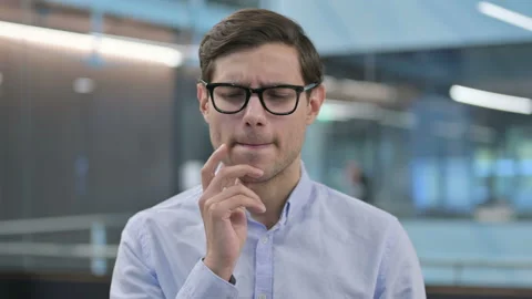 Portrait of Pensive Young Man Thinking Video stock 150647106