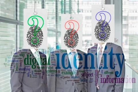 Portrait of people behind interrogation symbol Stock Illustration