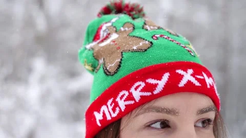 Portrait of a person in a red cap Stock Footage 258113397