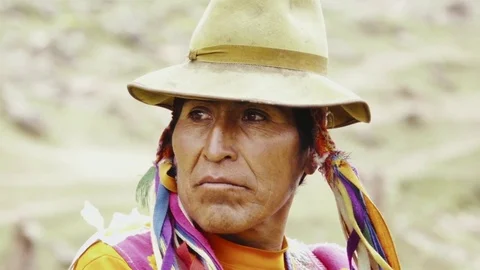 Portrait of peruvian muleteer Stock Footage 72830777