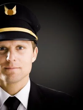 Portrait of a pilot smiling Foto stock