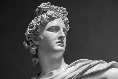 Portrait of a plaster statue of Apollo Stock Photos