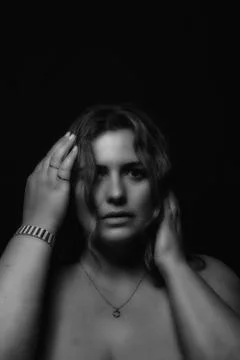 Portrait of a Plus size sexy model in black and white Stock Photos