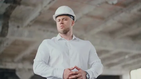 Portrait of portrait engineer builder. Work safety. Stock Footage 130776011