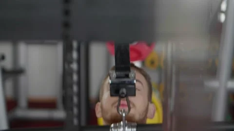 Portrait. Power Simulator Trainer For The Muscles Of Arms At Work. Stock Footage 154894242