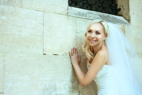 Portrait of pretty bride looking at camera Stock Photos