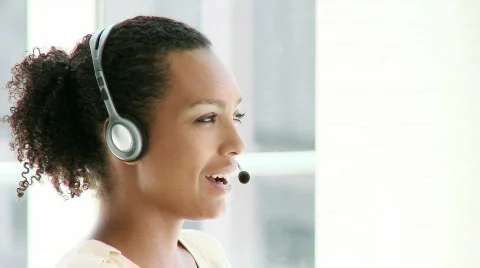Portrait of pretty customer service representative Stock Footage 632098