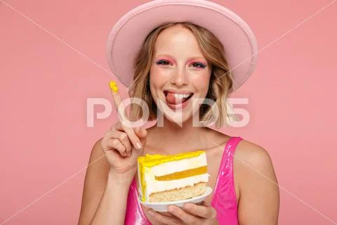 Portrait Of A Pretty Smiling Young Girl With Bright Makeup