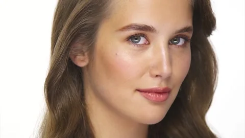 Portrait of pretty young lady with camera movement Video stock 140119462