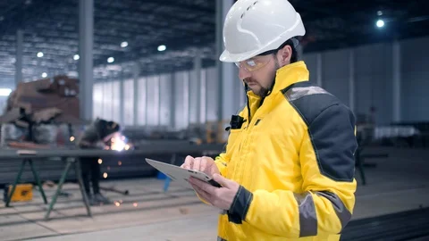 Portrait of Professional Heavy Industry Engineer / Worker Wearing Safety Uniform Stock Footage 127944182