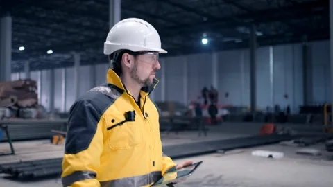 Portrait of Professional Heavy Industry Engineer / Worker Wearing Safety Uniform Stock Footage 127944574