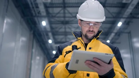 Portrait of Professional Heavy Industry Engineer / Worker Wearing Safety Uniform Stock Footage 127946705