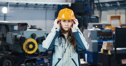 Portrait of a professional heavy industry engineer worker in uniform, goggles Stock Footage 167432863