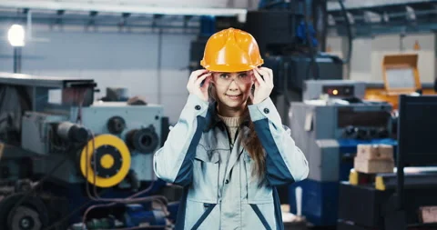 Portrait of a professional heavy industry engineer worker in uniform, goggles Stock Footage 170885167