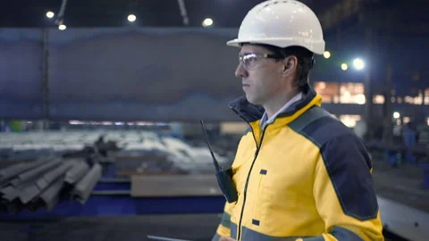 Portrait of Professional Heavy Industry Engineer . Worker Wearing Safety Uniform Stock Footage 237551276