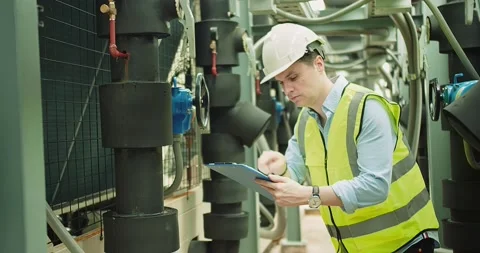 Portrait Professional Inspector Engineer foreman in hardhat working checking the Stock Footage 205356045
