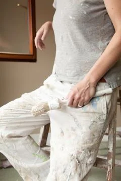 Portrait of a professional painter working Stock Photos