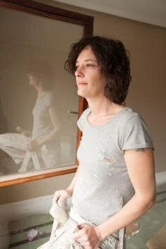 Portrait of a professional painter working Stock Photos