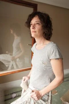 Portrait of a professional painter working Stock Photos