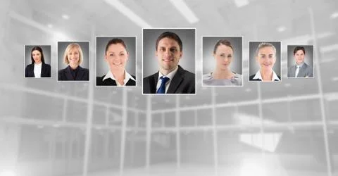 Portrait profiles of different people Stock Photos