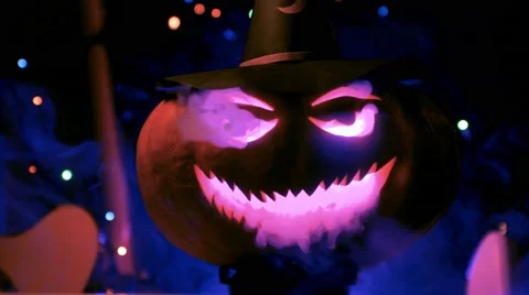 Portrait of pumpkin full of smoke Stock-Footage 68548175