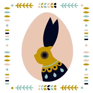 Portrait of a rabbit in an Easter egg. Stock Illustration
